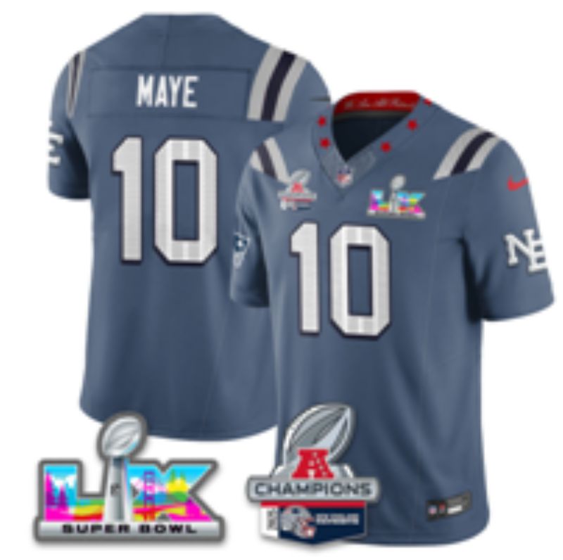Men 2026 New England Patriots #10 Maye Blue Super Bowl Nike Limited NFL Jersey style 04->new england patriots->NFL Jersey